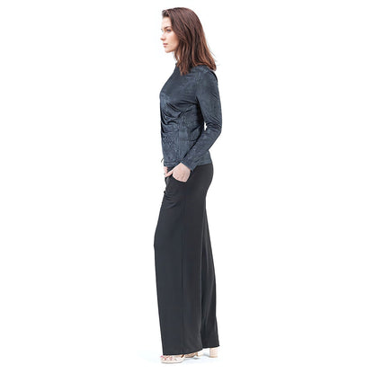 Crushed Silk Knit - Draped Neck Side Ruched Top - Black - Final Sale! | Clara Sunwoo Trusted