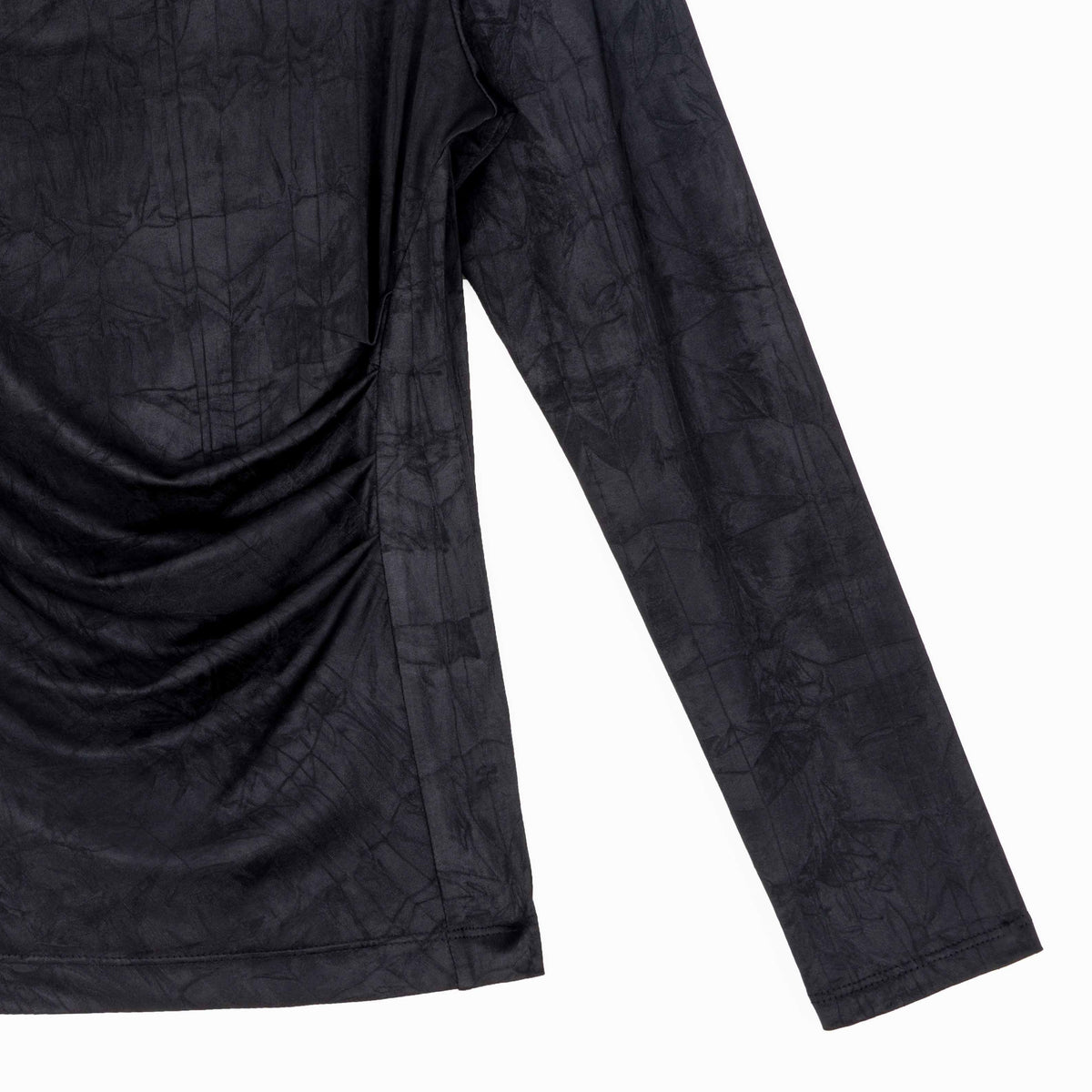 Crushed Silk Knit - Draped Neck Side Ruched Top - Black - Final Sale! | Clara Sunwoo Trusted