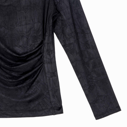 Crushed Silk Knit - Draped Neck Side Ruched Top - Black - Final Sale! | Clara Sunwoo Trusted