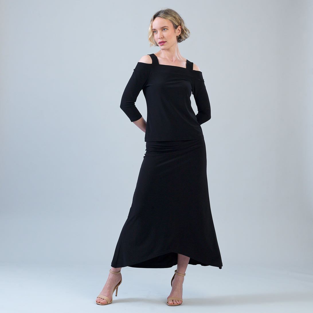 Signature Cold Shoulder Top - Black | Clara Sunwoo Signature