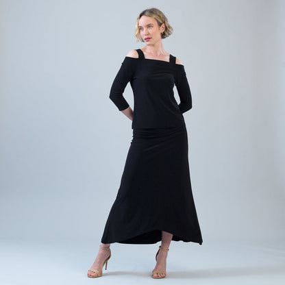 Signature Cold Shoulder Top - Black | Clara Sunwoo Signature