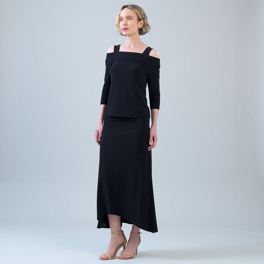 Signature Cold Shoulder Top - Black | Clara Sunwoo Signature