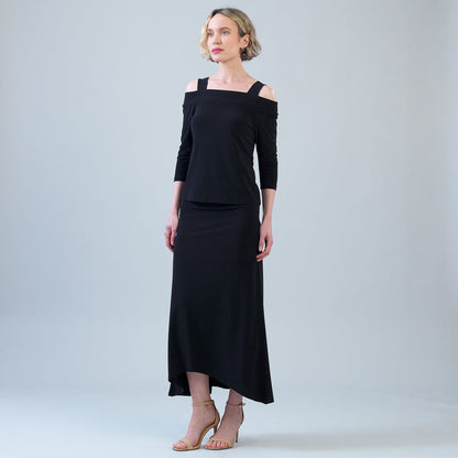 Signature Cold Shoulder Top - Black | Clara Sunwoo Signature