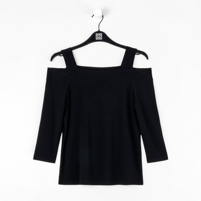 Signature Cold Shoulder Top - Black | Clara Sunwoo Signature