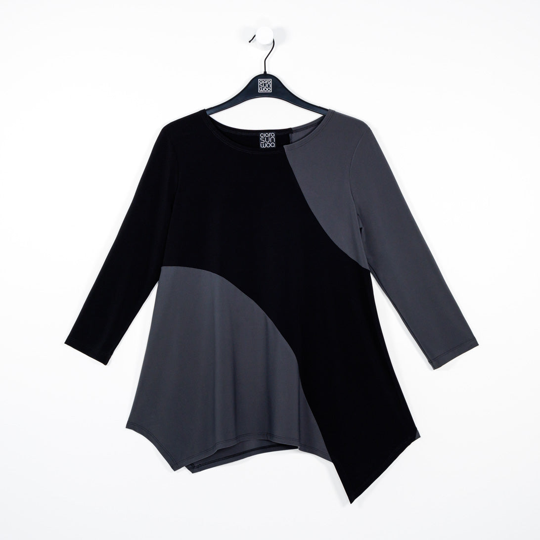 Color Block Angle Flow Tunic - Charcoal - Final Sale! | Clara Sunwoo Trusted