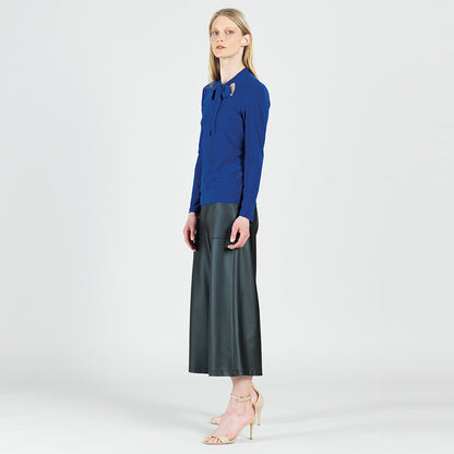 Asymmetrical Bow Tie-Neck Top - Cobalt - Final Sale! | Clara Sunwoo Exclusive