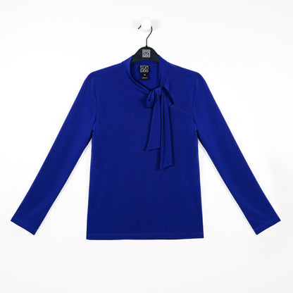 Asymmetrical Bow Tie-Neck Top - Cobalt - Final Sale! | Clara Sunwoo Exclusive