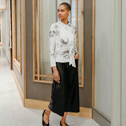 Foil Knit - Center Front Tie Top - Abstract Marble - Final Sale! | Clara Sunwoo Essential