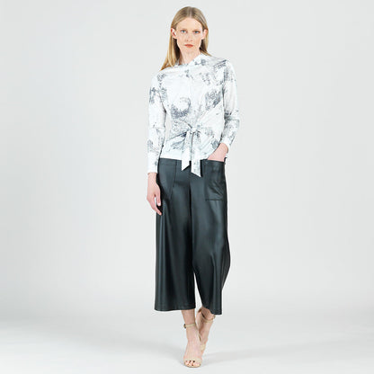 Foil Knit - Center Front Tie Top - Abstract Marble - Final Sale! | Clara Sunwoo Essential