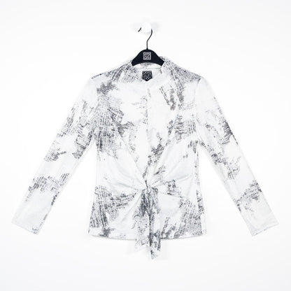 Foil Knit - Center Front Tie Top - Abstract Marble - Final Sale! | Clara Sunwoo Essential