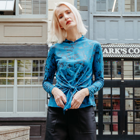 Foil Knit - Center Front Tie Top - Abstract Splatter - Final Sale! | Clara Sunwoo Discount