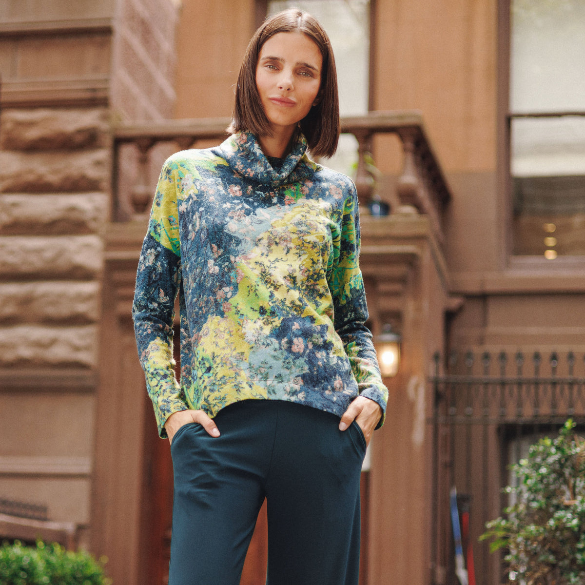 Cozy Texture - Tipped Hem Sweater - Floral Patch - Final Sale! | Clara Sunwoo Premium