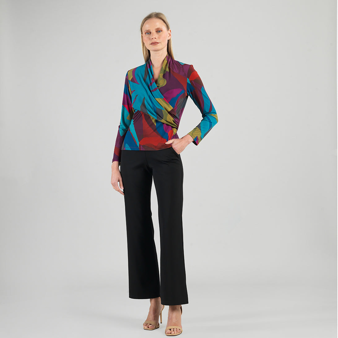 V-Neck Draped Pleat Top - Petal Burst - Limited Sizes | Clara Sunwoo Customer Favorite
