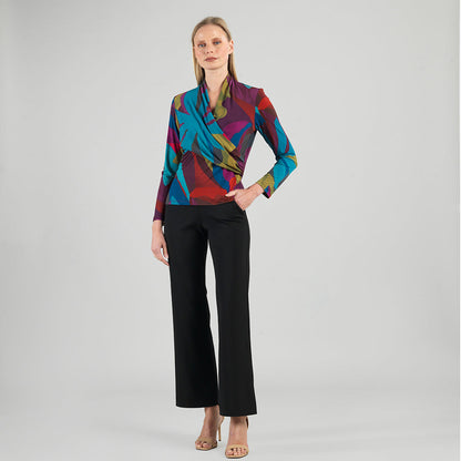 V-Neck Draped Pleat Top - Petal Burst - Limited Sizes | Clara Sunwoo Customer Favorite