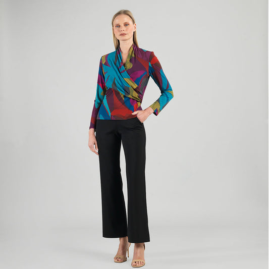 V-Neck Draped Pleat Top - Petal Burst - Limited Sizes | Clara Sunwoo Customer Favorite