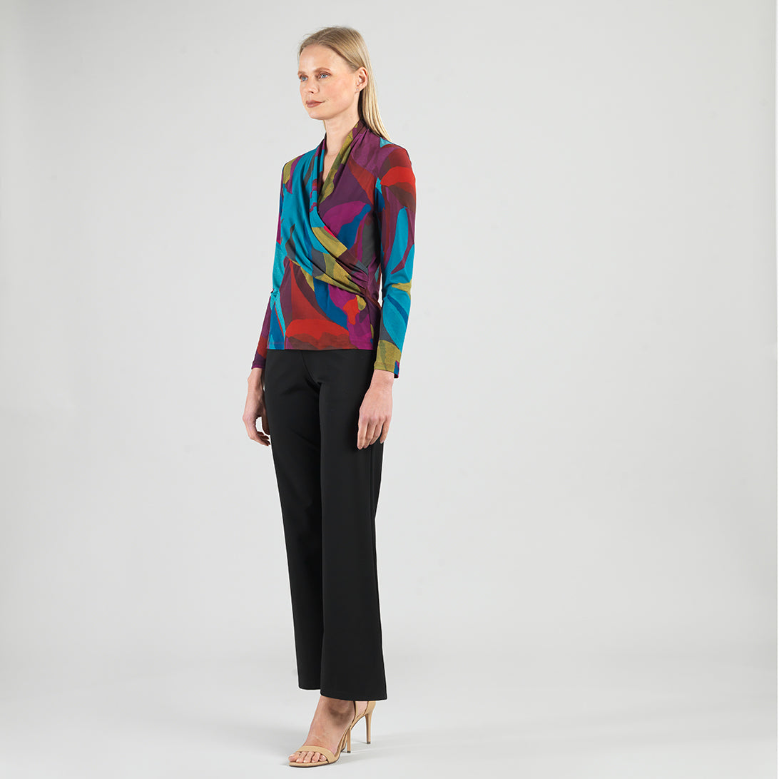 V-Neck Draped Pleat Top - Petal Burst - Limited Sizes | Clara Sunwoo Customer Favorite