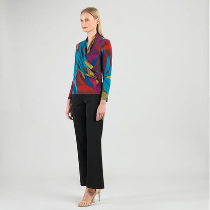 V-Neck Draped Pleat Top - Petal Burst - Limited Sizes | Clara Sunwoo Customer Favorite
