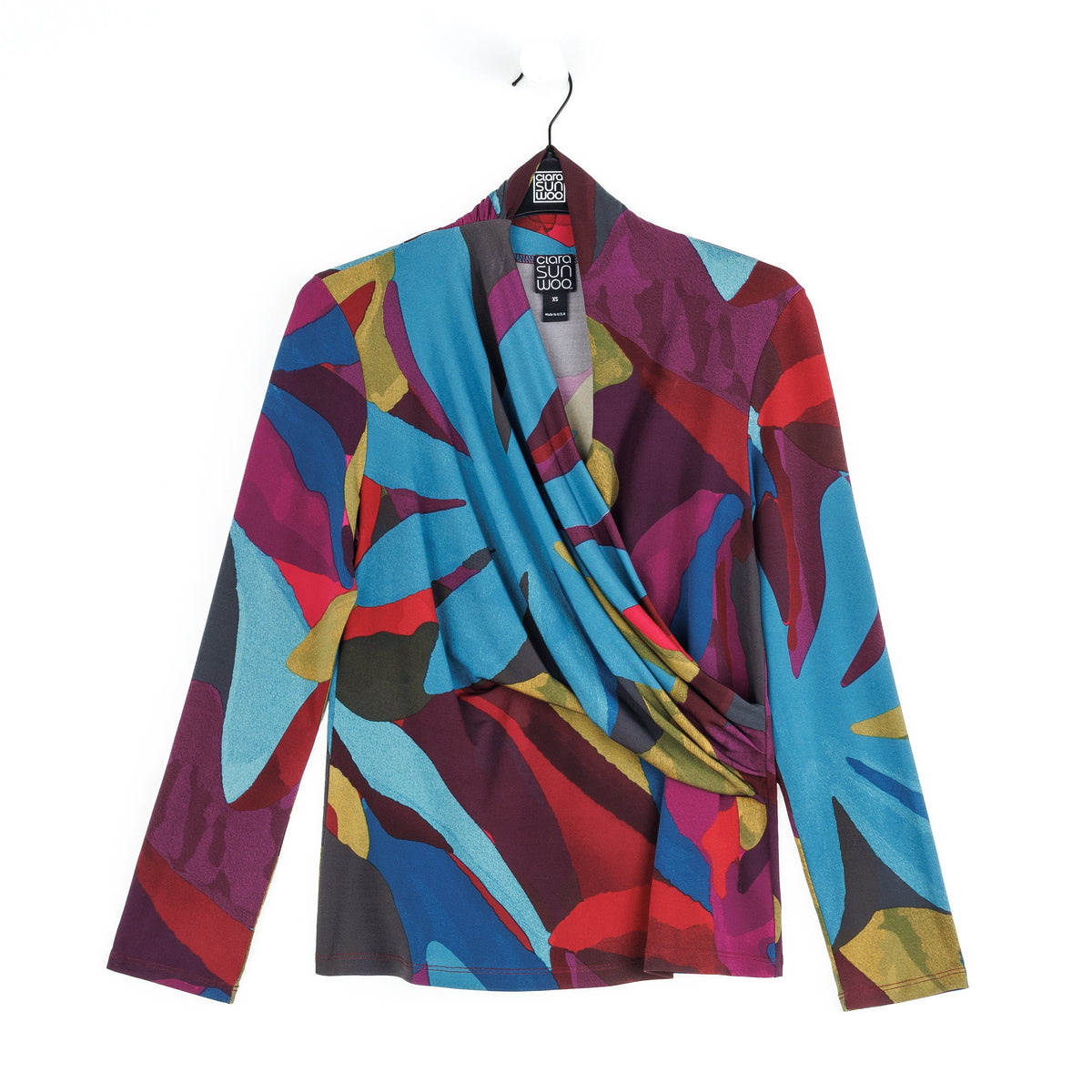 V-Neck Draped Pleat Top - Petal Burst - Limited Sizes | Clara Sunwoo Customer Favorite