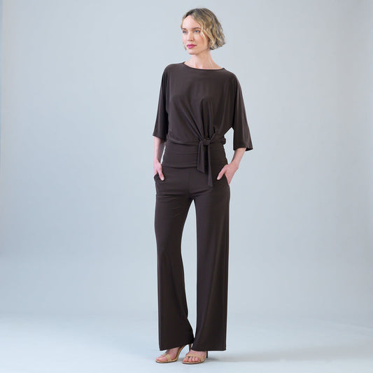 Signature Side Tie Top - Brown | Clara Sunwoo Featured