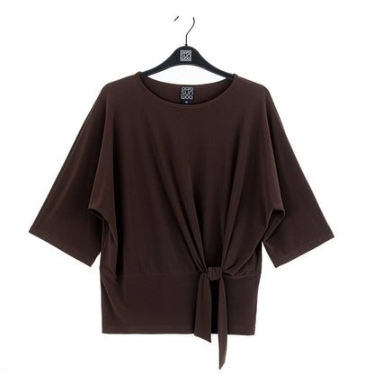 Signature Side Tie Top - Brown | Clara Sunwoo Featured