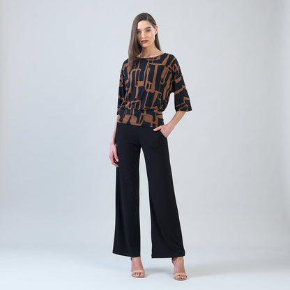 Banded Hem Elbow Sleeve Top - Geo Link | Clara Sunwoo Exclusive