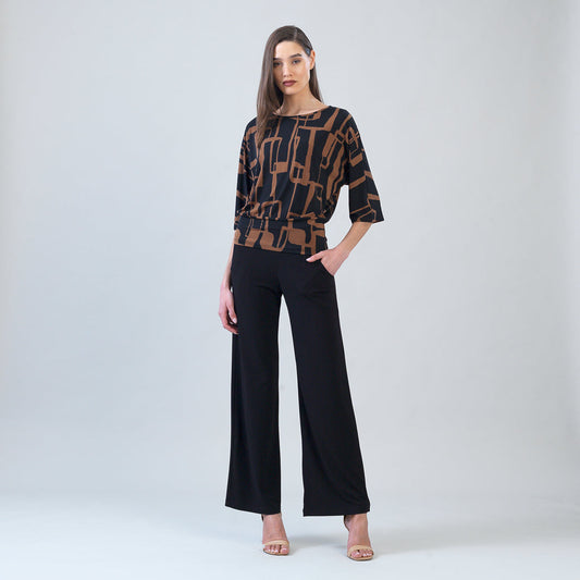Banded Hem Elbow Sleeve Top - Geo Link | Clara Sunwoo Exclusive