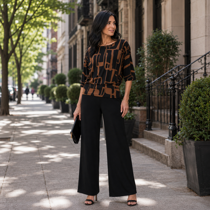 Banded Hem Elbow Sleeve Top - Geo Link | Clara Sunwoo Exclusive