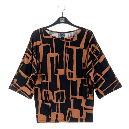 Banded Hem Elbow Sleeve Top - Geo Link | Clara Sunwoo Exclusive