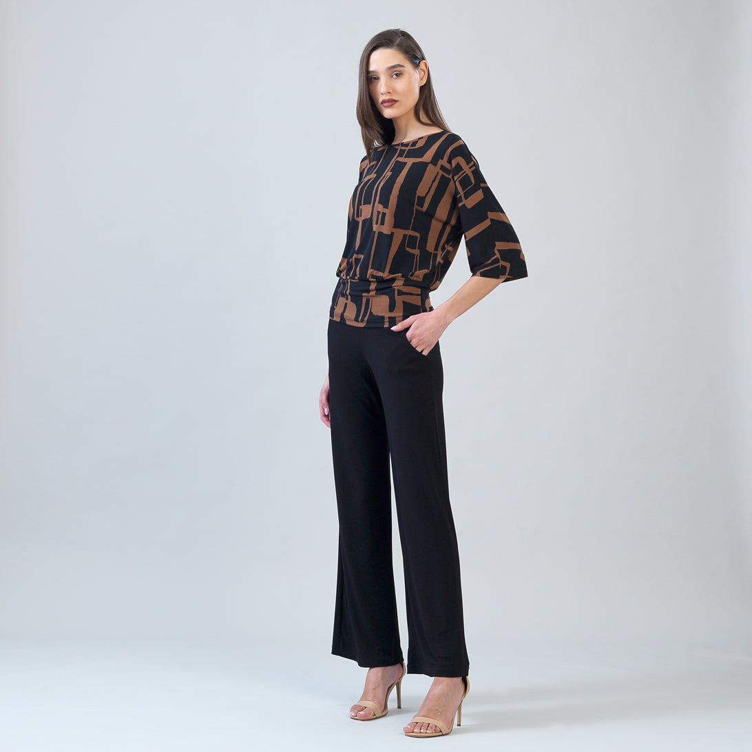 Banded Hem Elbow Sleeve Top - Geo Link | Clara Sunwoo Exclusive