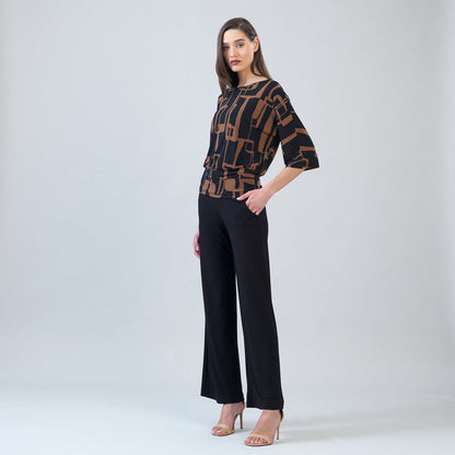 Banded Hem Elbow Sleeve Top - Geo Link | Clara Sunwoo Exclusive