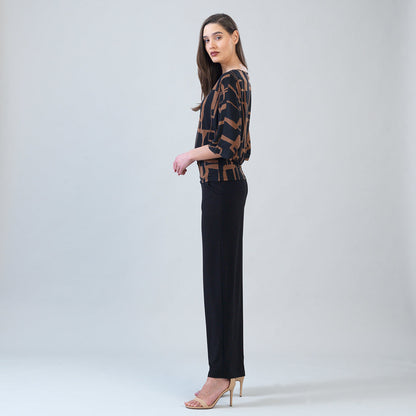 Banded Hem Elbow Sleeve Top - Geo Link | Clara Sunwoo Exclusive