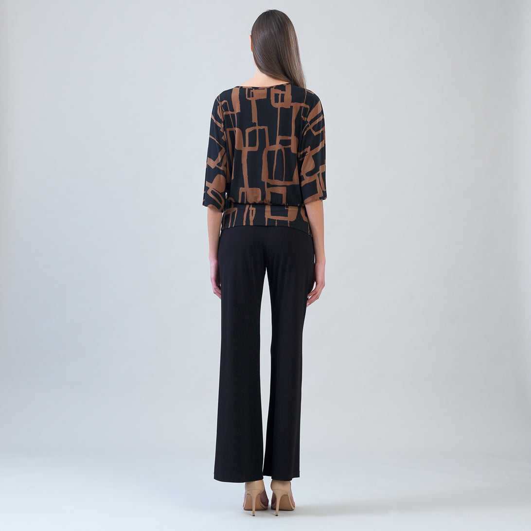 Banded Hem Elbow Sleeve Top - Geo Link | Clara Sunwoo Exclusive