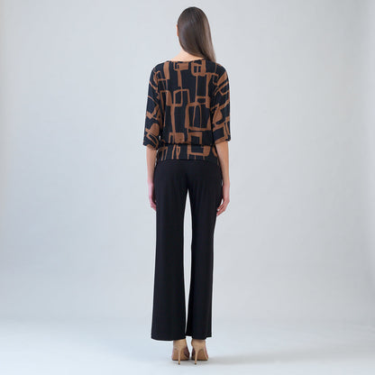 Banded Hem Elbow Sleeve Top - Geo Link | Clara Sunwoo Exclusive