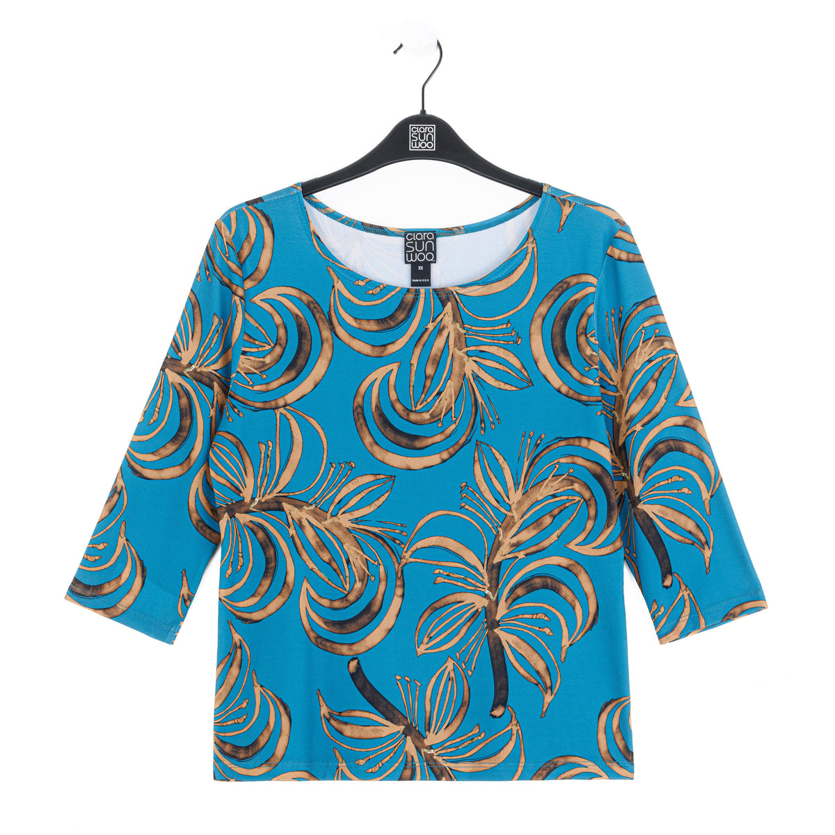 Scoop Neck Half Sleeve Top - Autumn Leaves | Clara Sunwoo Great Value