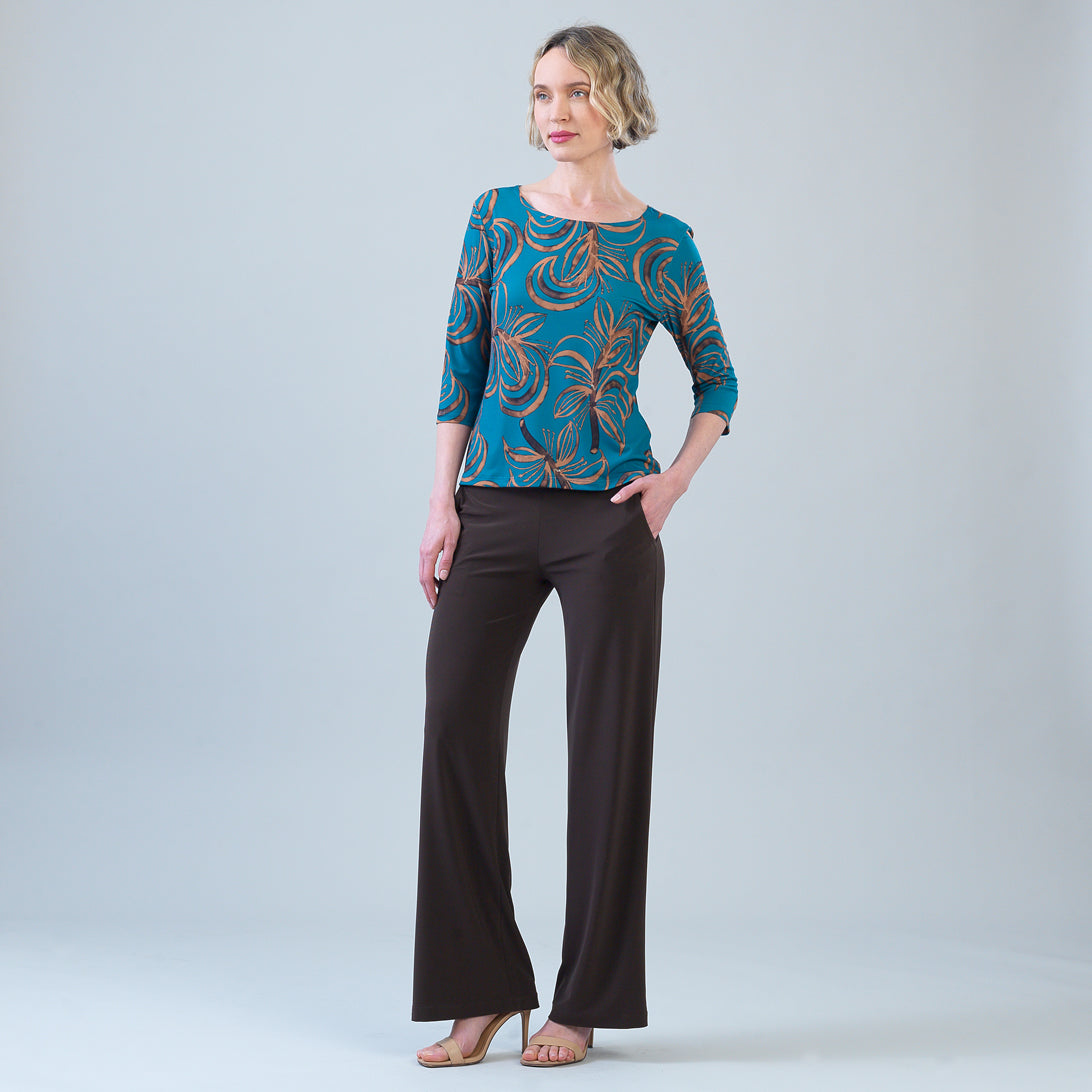 Scoop Neck Half Sleeve Top - Autumn Leaves | Clara Sunwoo Great Value