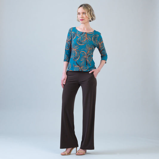 Scoop Neck Half Sleeve Top - Autumn Leaves | Clara Sunwoo Great Value