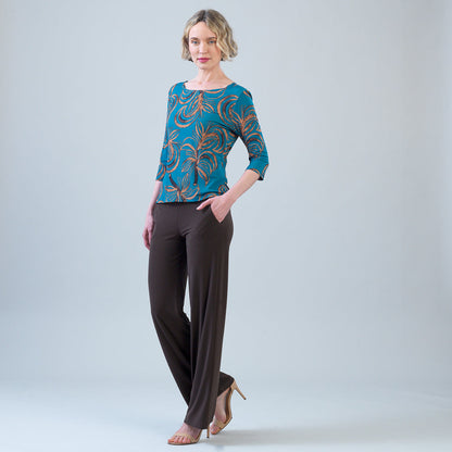 Scoop Neck Half Sleeve Top - Autumn Leaves | Clara Sunwoo Great Value