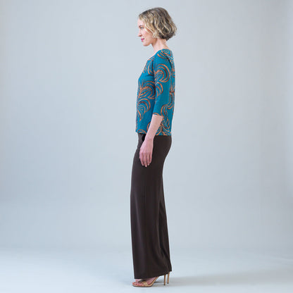 Scoop Neck Half Sleeve Top - Autumn Leaves | Clara Sunwoo Great Value
