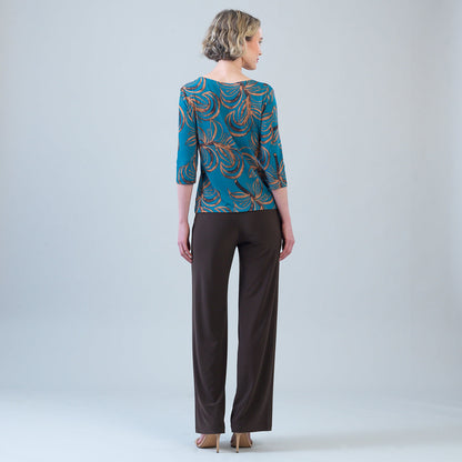 Scoop Neck Half Sleeve Top - Autumn Leaves | Clara Sunwoo Great Value